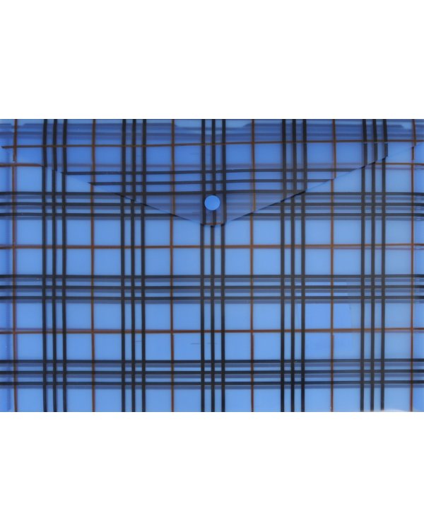 Конверт на кнопке Клетка, синий, А4