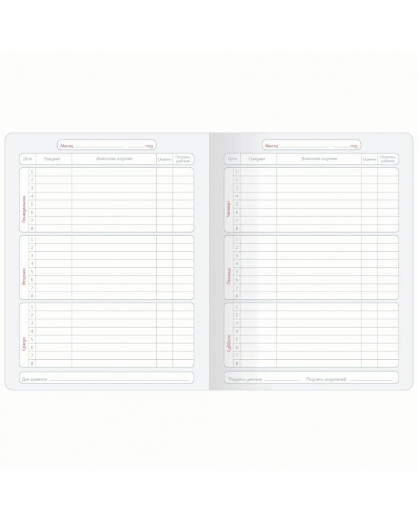 Дневник школьный для старших классов Block. Розовый, 48 листов