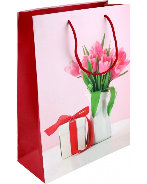 Пакет подарочный Тюльпаны в кувшине