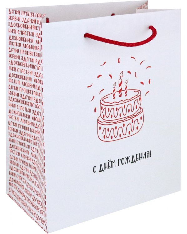 Пакет подарочный С днем рождения! Торт