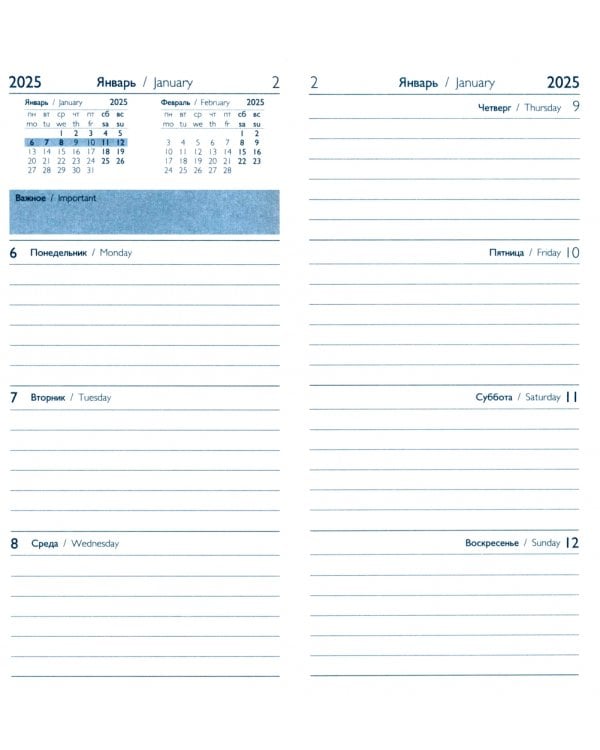 Еженедельник датированный на 2025 год Тиволи глосс. Бежевый, 64 листа