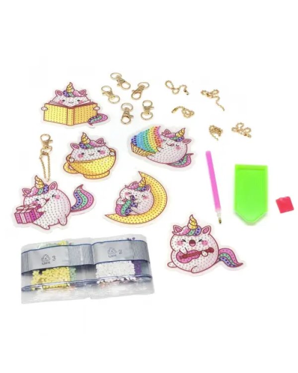 Алмазные брелоки Единороги, 6 штук