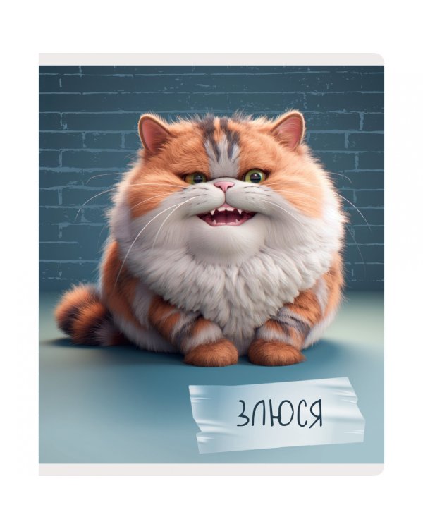 Тетрадь Осторожно, кот! 48 листов, клетка, в ассортименте