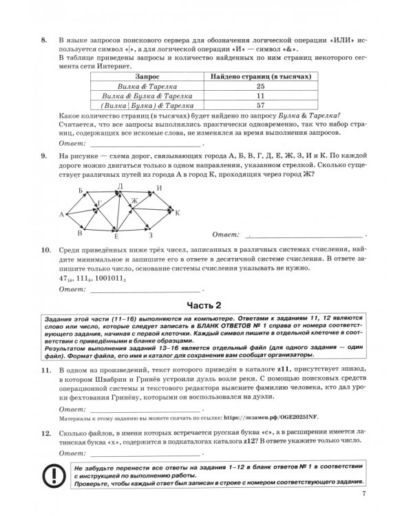 ОГЭ-2025. Информатика. 10 вариантов. Типовые варианты экзаменационных заданий