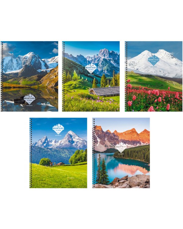 Тетрадь Горные вершины, 80 листов, клетка, в ассортименте