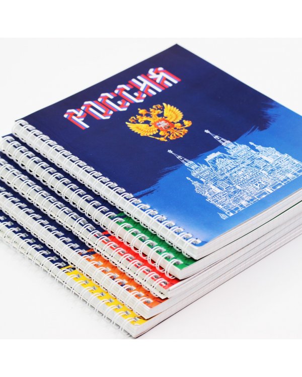 Тетрадь Россия, 96 листов, клетка, в ассортименте