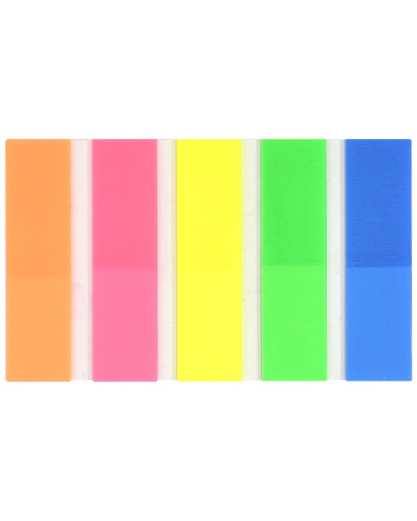 Закладки клейкие пластиковые, 20 штук по 5 цветов, ассорти неоновые