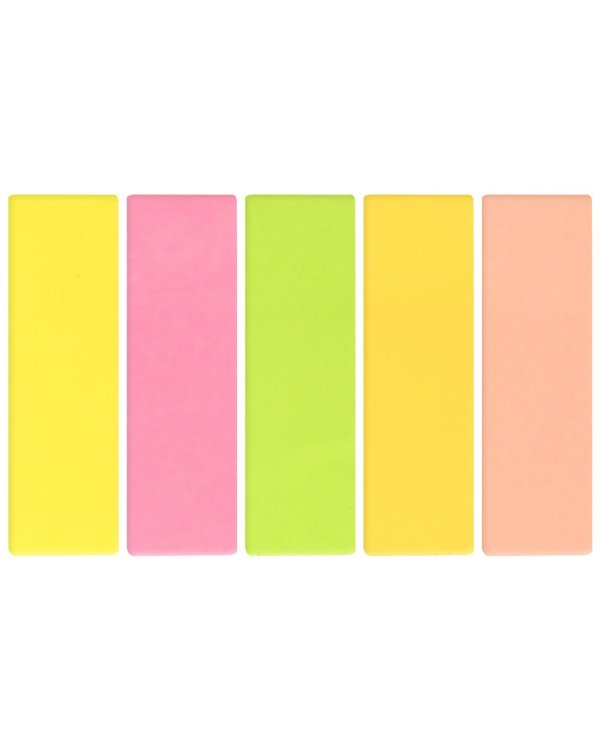 Закладки клейкие бумажные, 40 штук по 5 цветов, ассорти неоновые