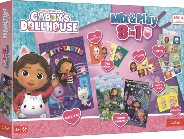 TREFL GABBY´S DOLLHOUSE 8in1 Mix&Play набор настольных игр Кукольный домик Габби
