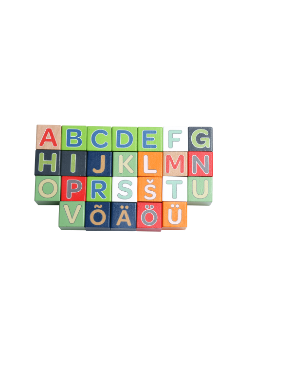bo. Деревянные кубики "Алфавит и слова", на эстонском языке