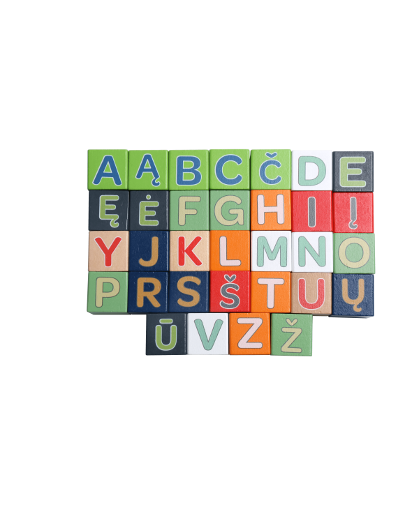 bo. Деревянные кубики "Алфавит и слова", на литовском языке