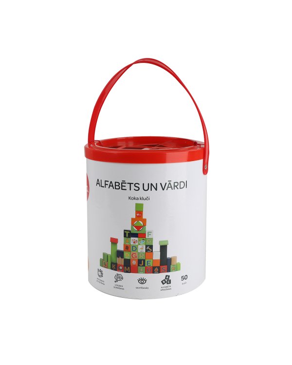 bo. Деревянные кубики "Алфавит и слова", на латышском языке