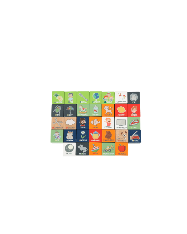 bo. Деревянные кубики "Алфавит и слова", на русском языке