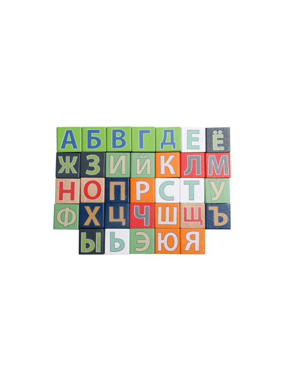 bo. Деревянные кубики "Алфавит и слова", на русском языке