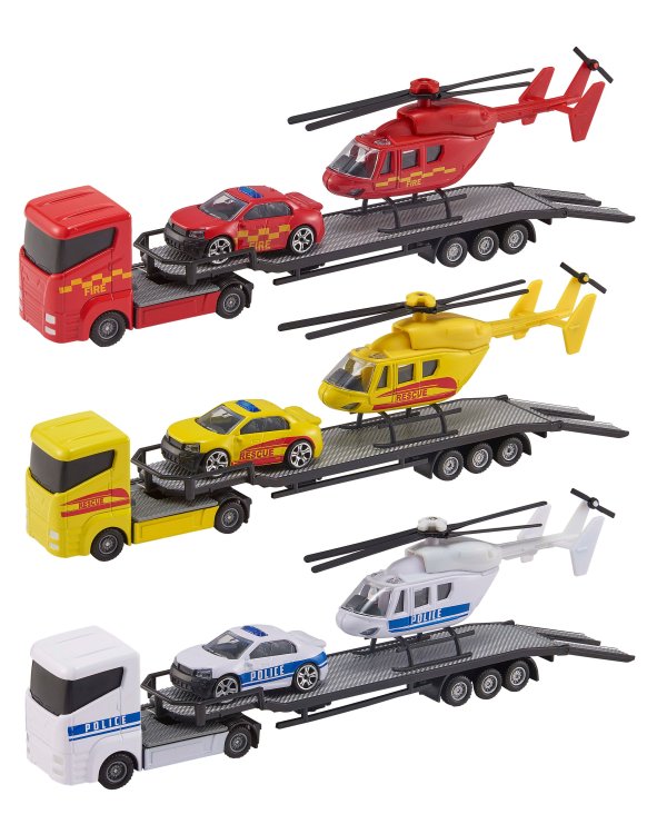 TEAMSTERZ Игровой комплект с металлическим вертолётом и машинками, 26 см