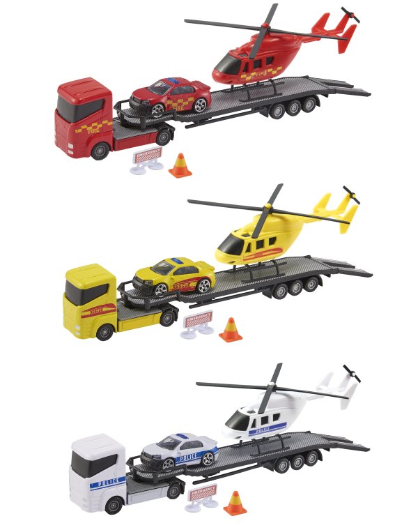 TEAMSTERZ Игровой комплект с металлическим вертолётом и машинками, 26 см