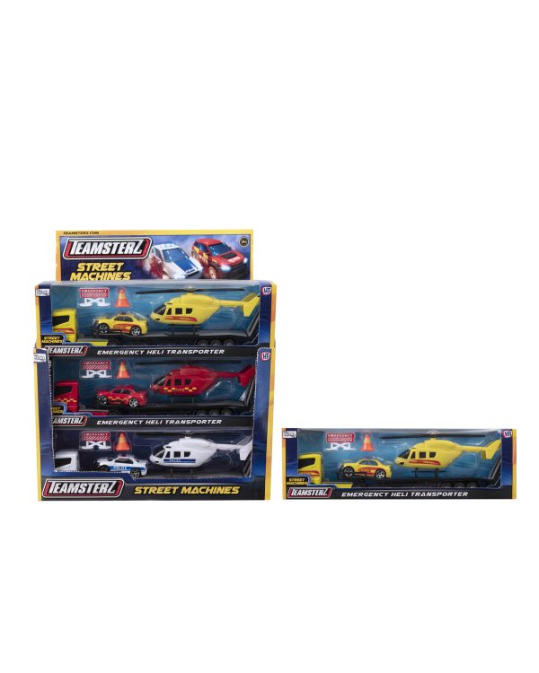 TEAMSTERZ Игровой комплект с металлическим вертолётом и машинками, 26 см