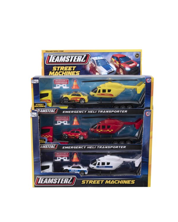 TEAMSTERZ Игровой комплект с металлическим вертолётом и машинками, 26 см
