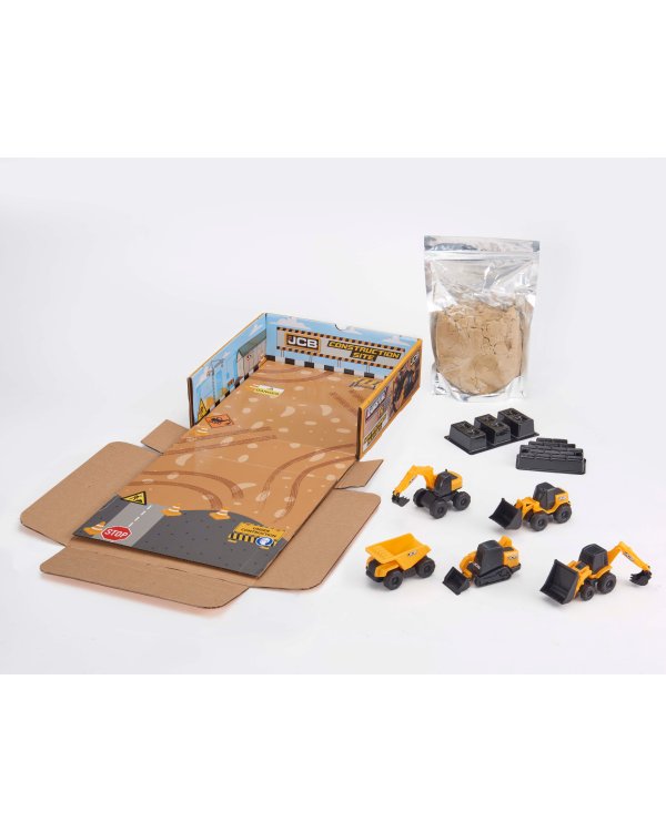 JCB MINI MACHINES Игровой набор с 5-ю машинками стройтехники и песком