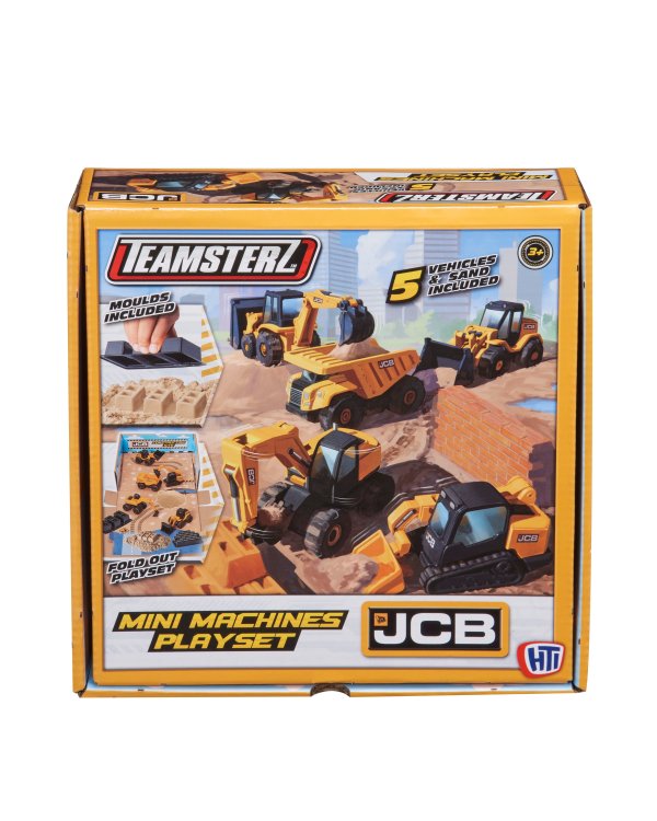 JCB MINI MACHINES Игровой набор с 5-ю машинками стройтехники и песком