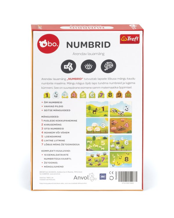 bo. Развивающая настольная игра "Цифры" (на эстонском языке)