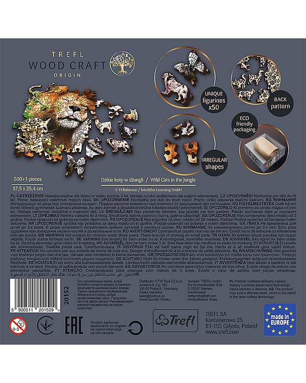 TREFL Пазл из дерева Дикие кошки в джунглях 500+1 шт.