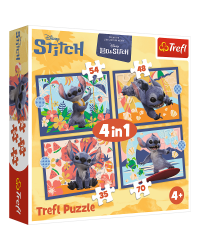 TREFL DISNEY STITCH Комплект пазлов 4в1 Отпуск на Гавайях