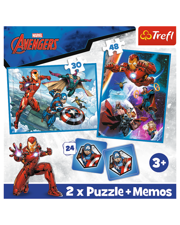 TREFL AVENGERS Комплект пазлов 30шт. + 48шт. + 24 мемо