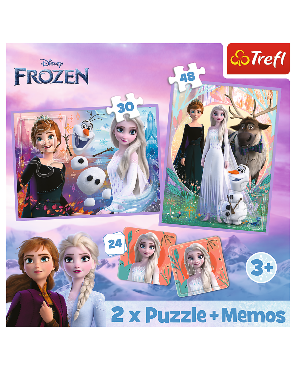 TREFL FROZEN Комплект пазлов "Холодное сердце 2" 30шт. + 48шт. + 24 мемо