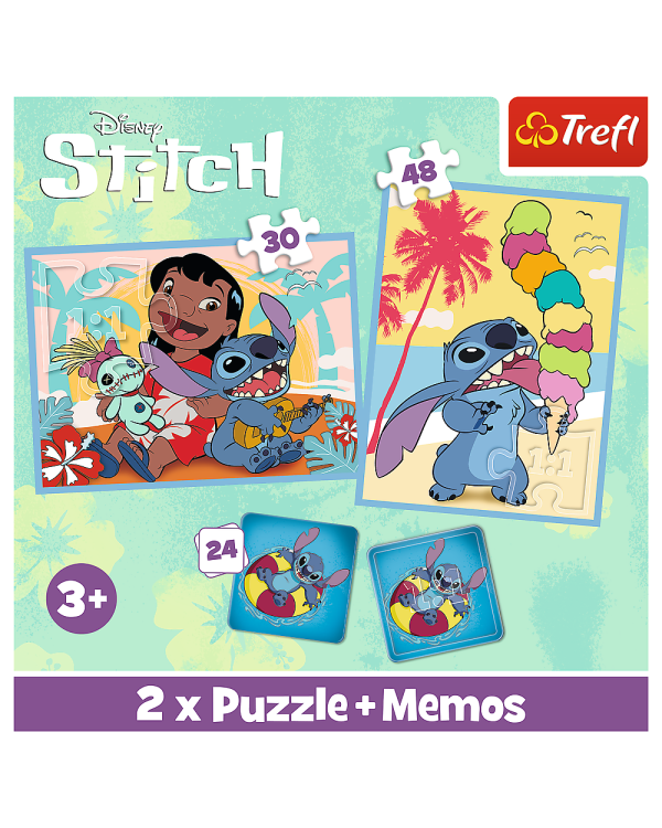 TREFL DISNEY STITCH Комплект пазлов 30 шт. + 48 шт. + 24 мемо