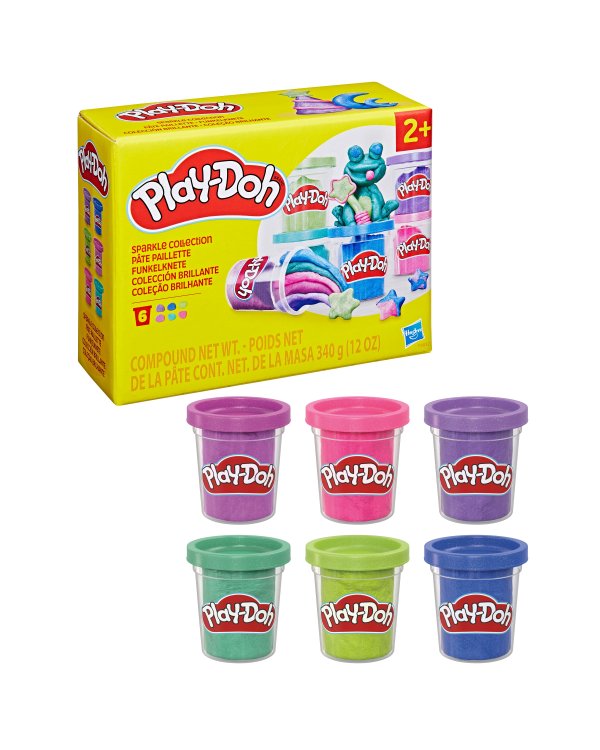 PLAY-DOH масса для лепки Блестки, 6 шт