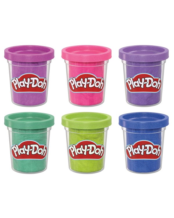 PLAY-DOH масса для лепки Блестки, 6 шт