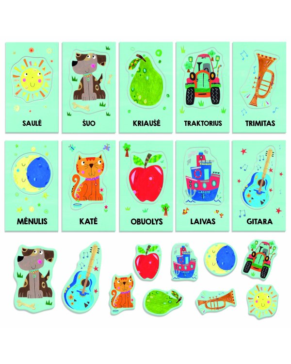 HEADU Монтессори детские развивающие карточки (на лит. языке)