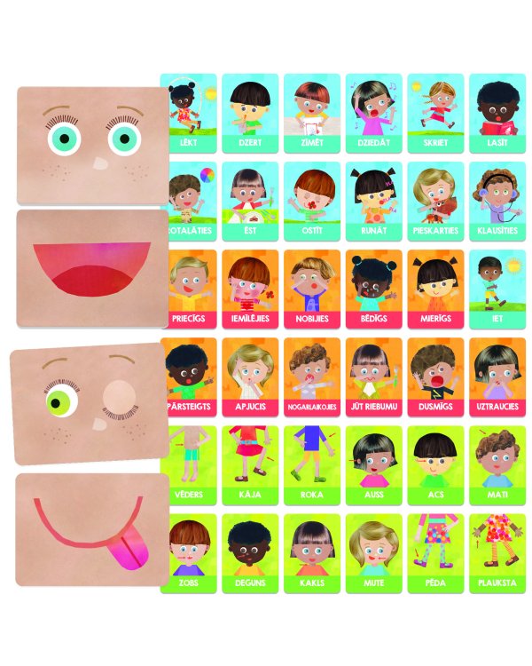 HEADU Монтессори карточки "Эмоции и действия" (на лат. языке)