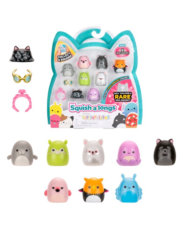 SQUISHMALLOWS SQUISH-A-LONGS Комплект фигурок, 8 шт, 2,5 см