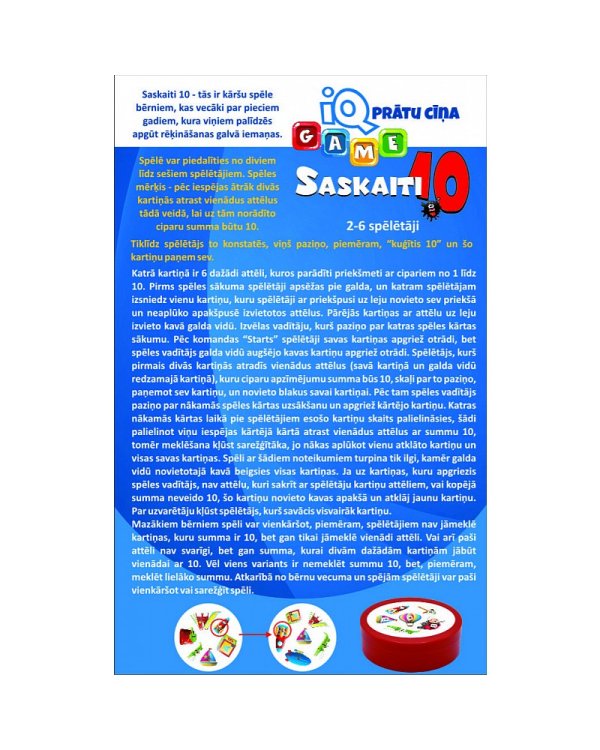 Kāršu spēle - Saskaiti10 (5+)