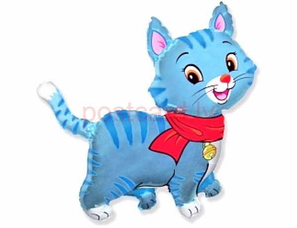 KITTEN WITH SCARF BLUE ФОЛЬГА ВОЗДУШНЫЙ ШАР 92 CM