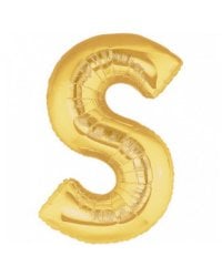 Шарик воздушный буква s цвет золото