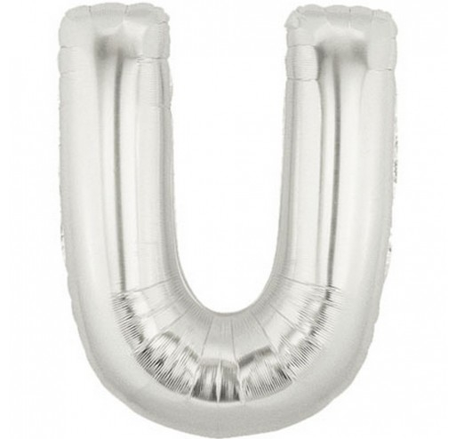 Шарик воздушный буква u цвет серебряный Шарик воздушный буква u цвет серебряный