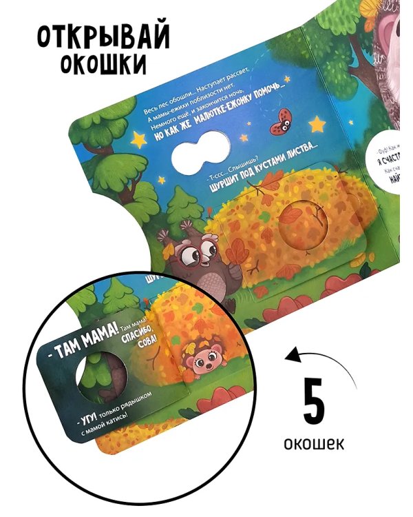 Книги с окошками и диском. Ёжик ищет маму