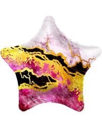 Шар (19''/48 см) Звезда, Мрамор, Розовый, 1 шт.