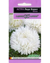 Семена. Астра "Леди Корал", белая (вес: 0,1 г)