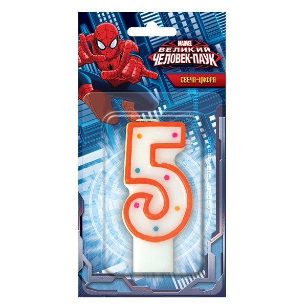 Свеча-цифра "5" "Человек-паук"