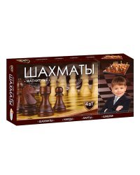 Шахматы магнитные 4 в 1 "Шахматы, шашки, нарды, карты"