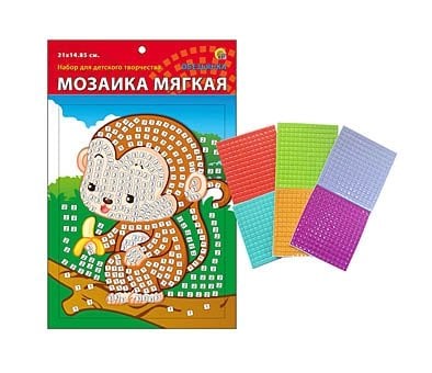 Мозаика мягкая "Обезьянка". Формат А5 (21х15 см)