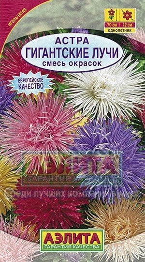Семена. Астра "Гигантские лучи", смесь окрасок (вес: 0,2 г)