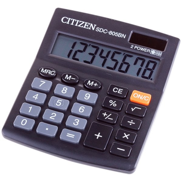 Калькулятор бухгалтерский "Citizen SDC 805", 8 разрядов, черный