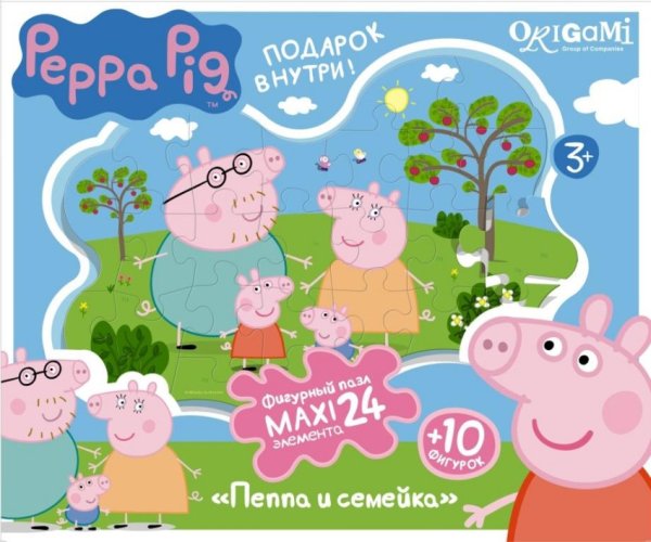 Обложка книги «Пазл контурный "Peppa Pig. Семья Пеппы", 24 элемента, арт. 01537»