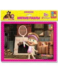 Мягкие пазлы "Маша и Медведь. Маша и теннисная ракетка", формат А4, 24 элемента