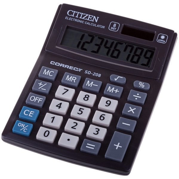 Калькулятор настольный "CITIZEN" Correct SD-208/CMB801BK, 8 разр, черный.